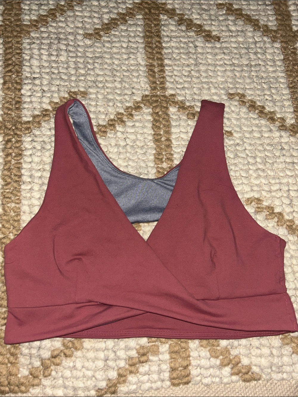 Born Primitive Plunge Wrap Sports Bra - Dusty Rose, Size Large